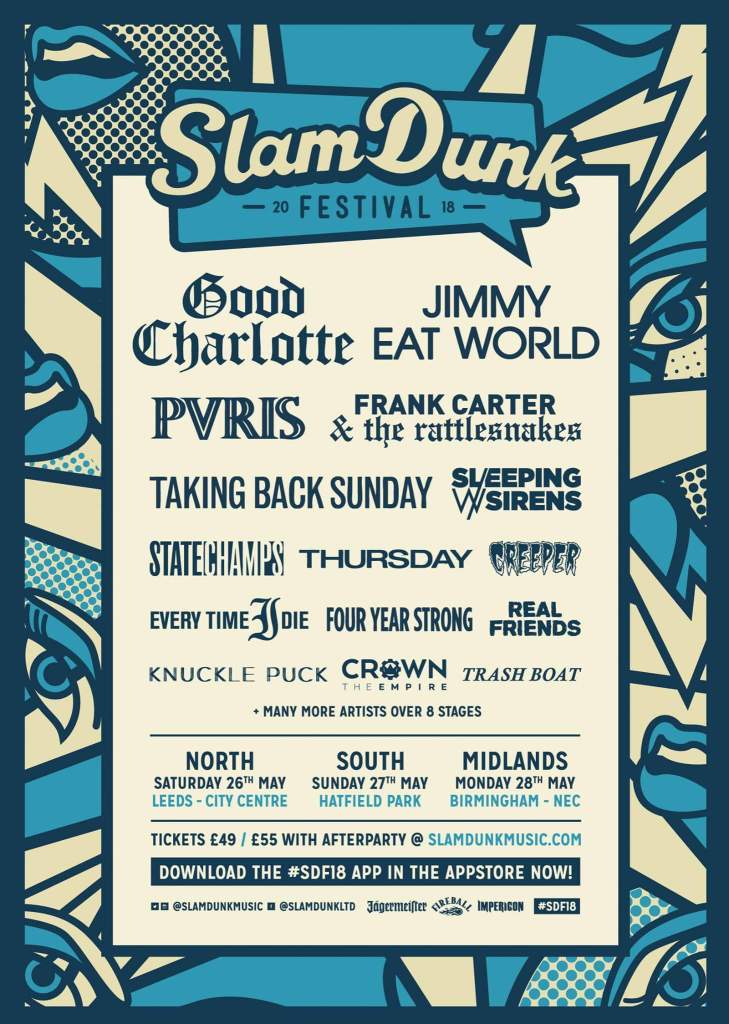 Slam Dunk Festival 2018 line up with Good Charlotte As headliners